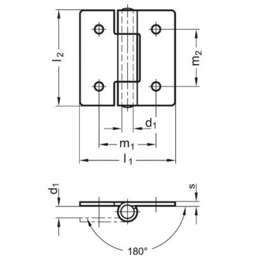 STEEL HINGE 50X50 THROUGH HOLE